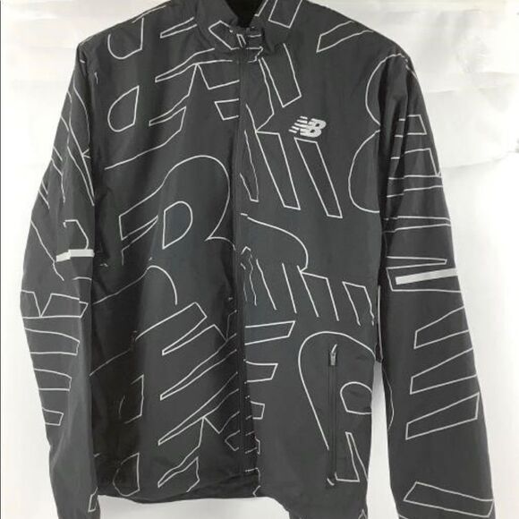 NEW BALANCE Mens Reflect Accelerate Jacket Top Black Sports Running Full Zip NEW - Picture 2 of 7